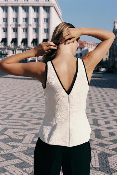 TOP JACQUARD PÉPLUM - Écru de Zara - Image 1