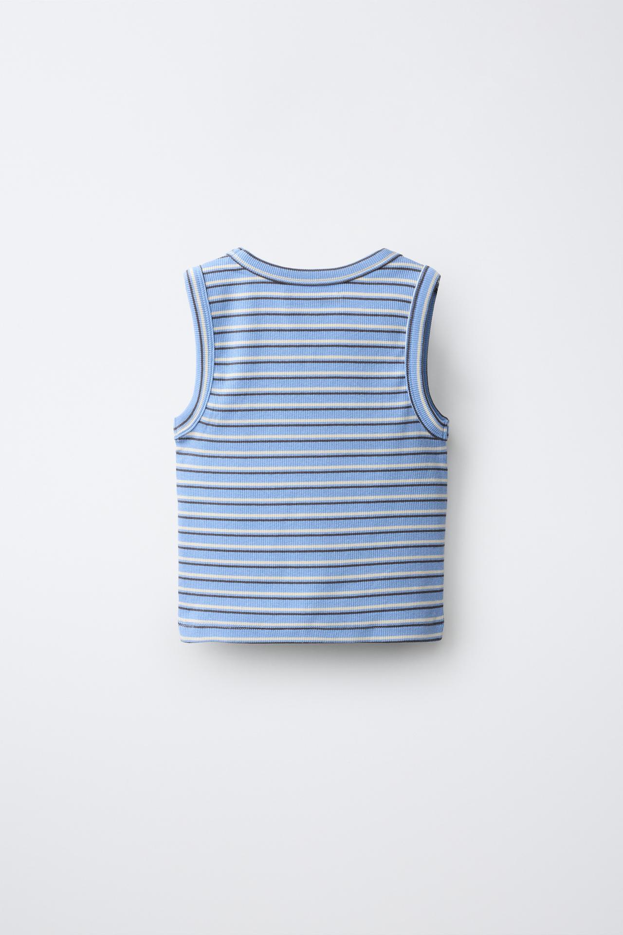 STRIPED RIBBED T-SHIRT — Striped