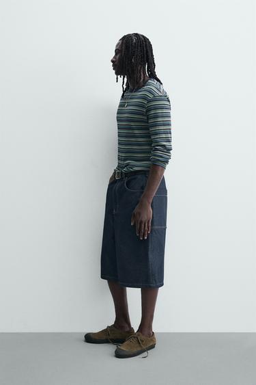 JORTS DENIM BOLSILLO BORDADO - Índigo de Zara