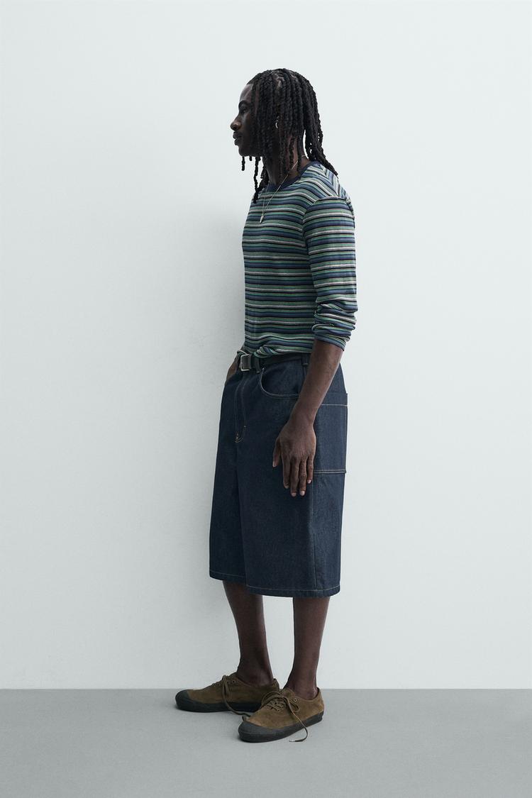 ZARA EMBROIDERED POCKET DENIM JORTS