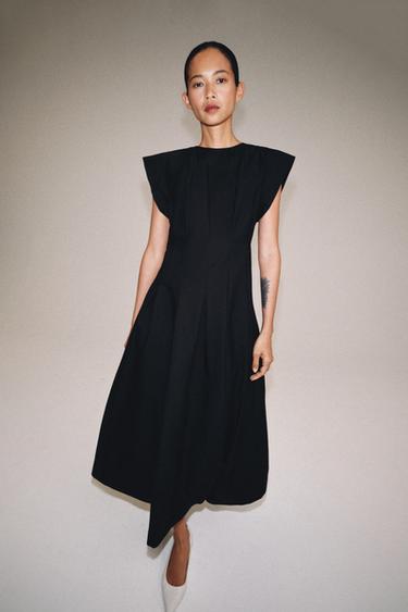 ROBE EN POPELINE PLISSÉE ZW COLLECTION - Noir de Zara - Image 4