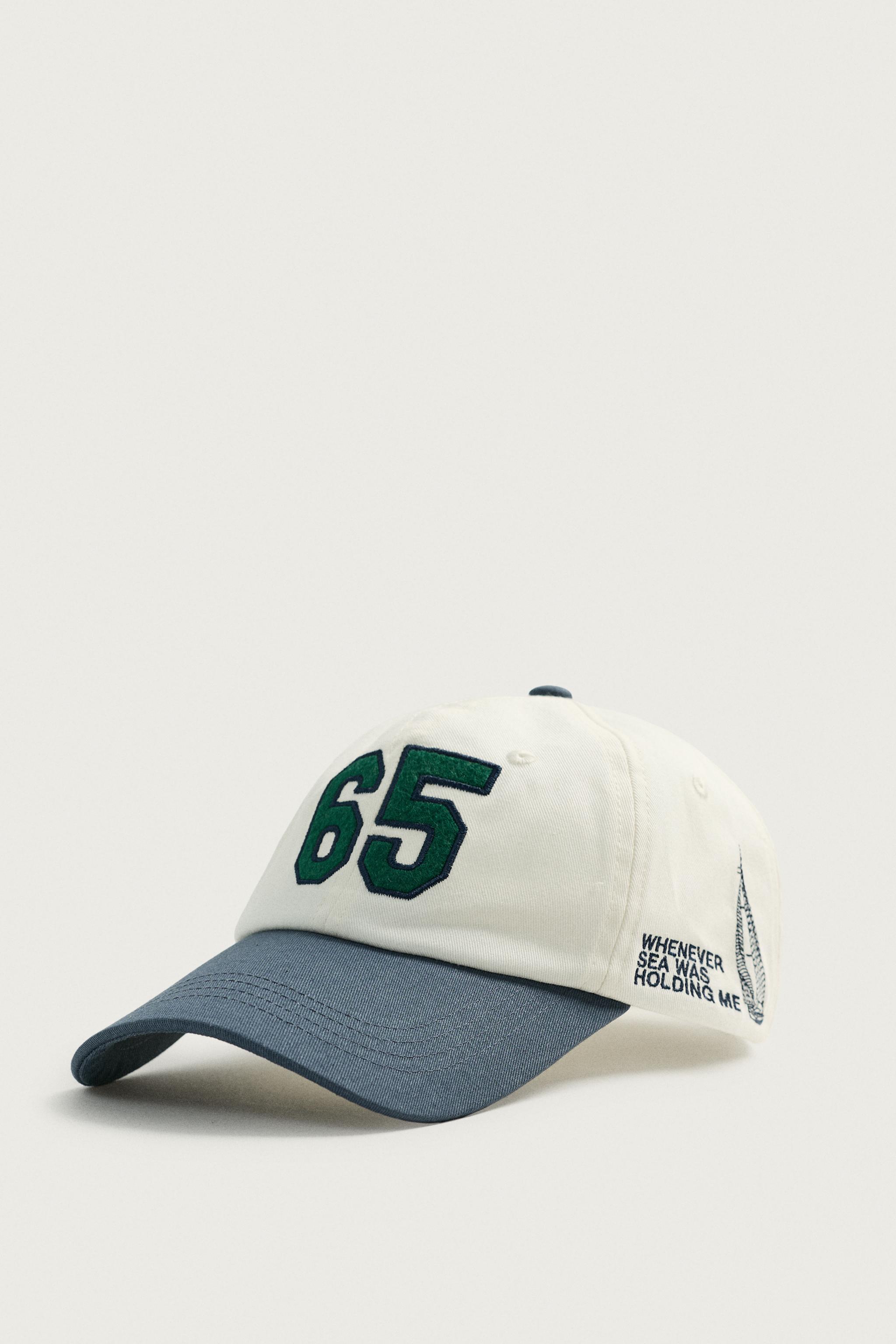 CONTRAST EMBROIDERED CAP — Ecru