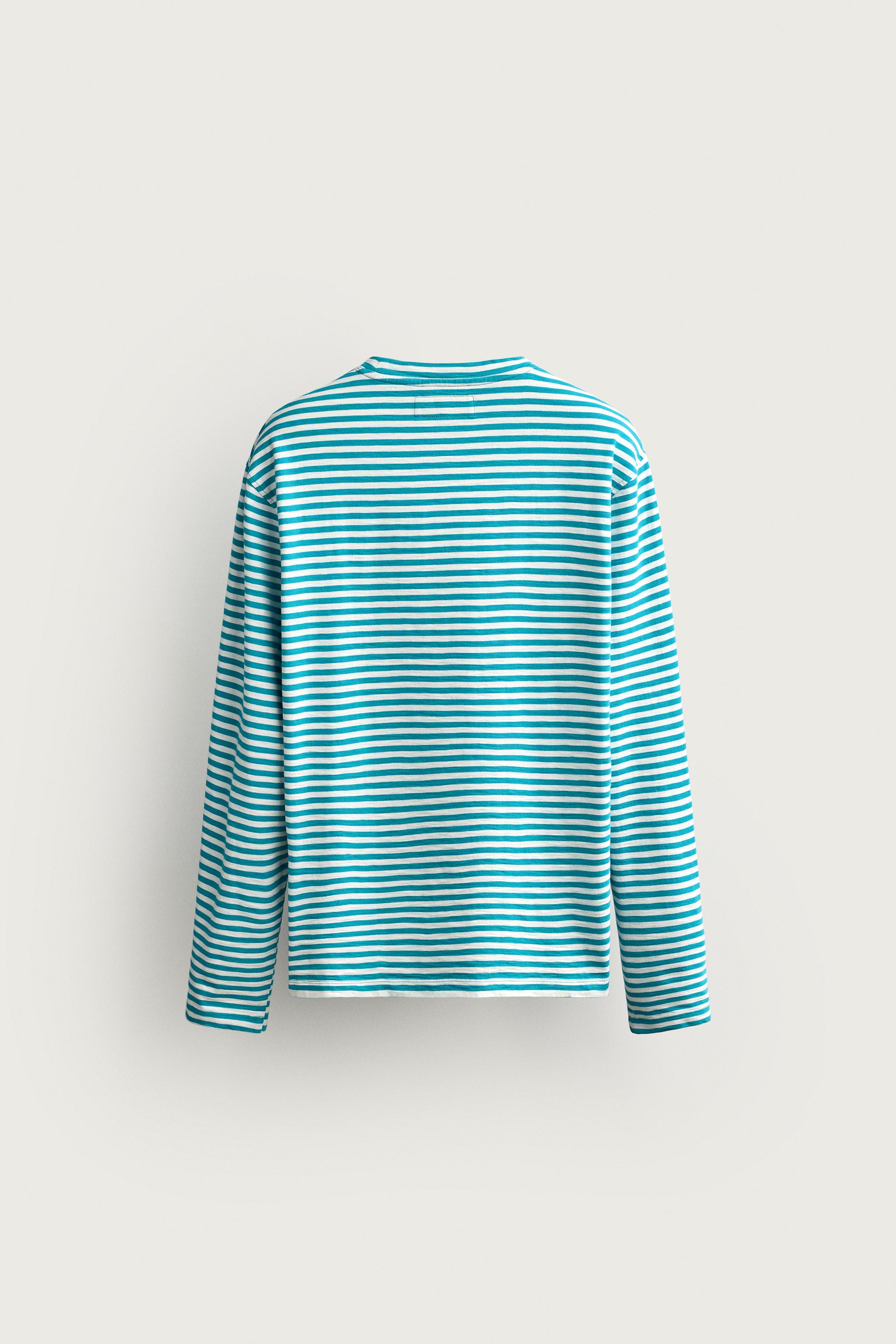 Мужские футболки Zara SLUB STRIPED JACQUARD REGULAR FIT T-SHIRT — фото 8