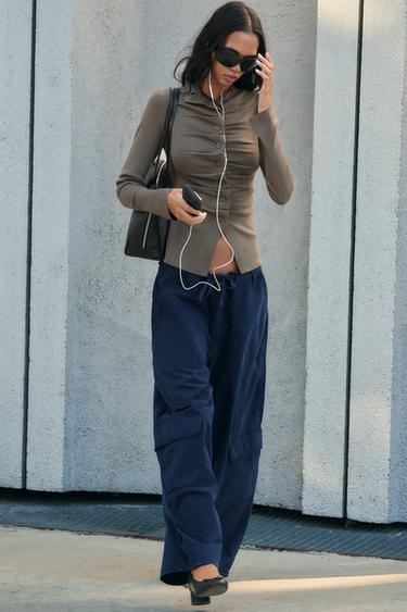 DRAPED KNIT TOP - Stone marl by Zara