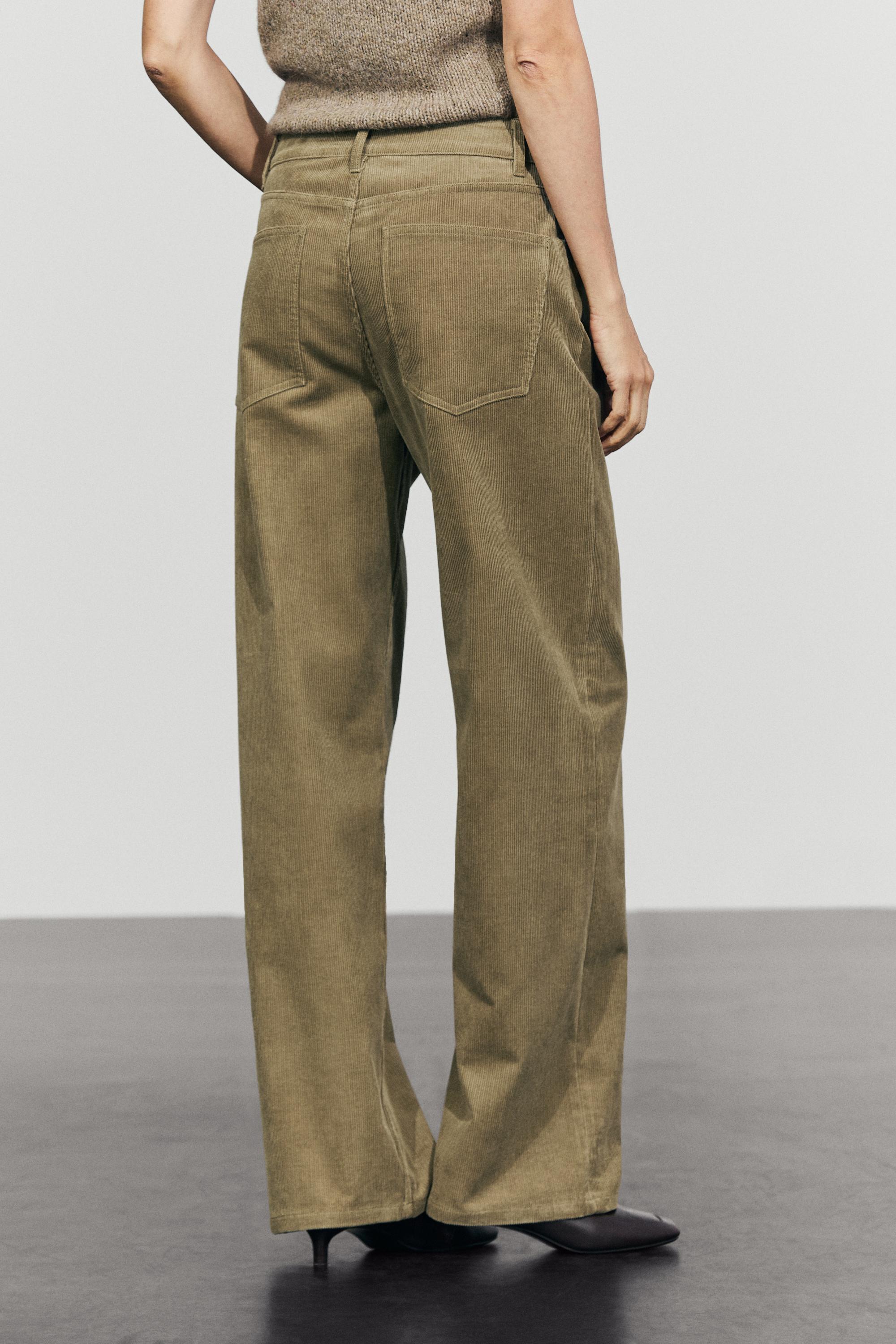 Mid-waist loose fit corduroy pants