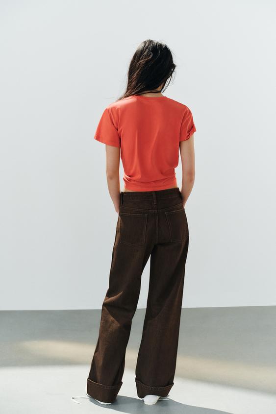 JEANS TRF LOOSE FOLDED FIT TAILLE BASSE - Marron de Zara - Image 5
