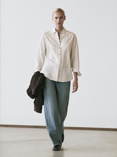 Zara Striped flowing shirt - White - Image 0