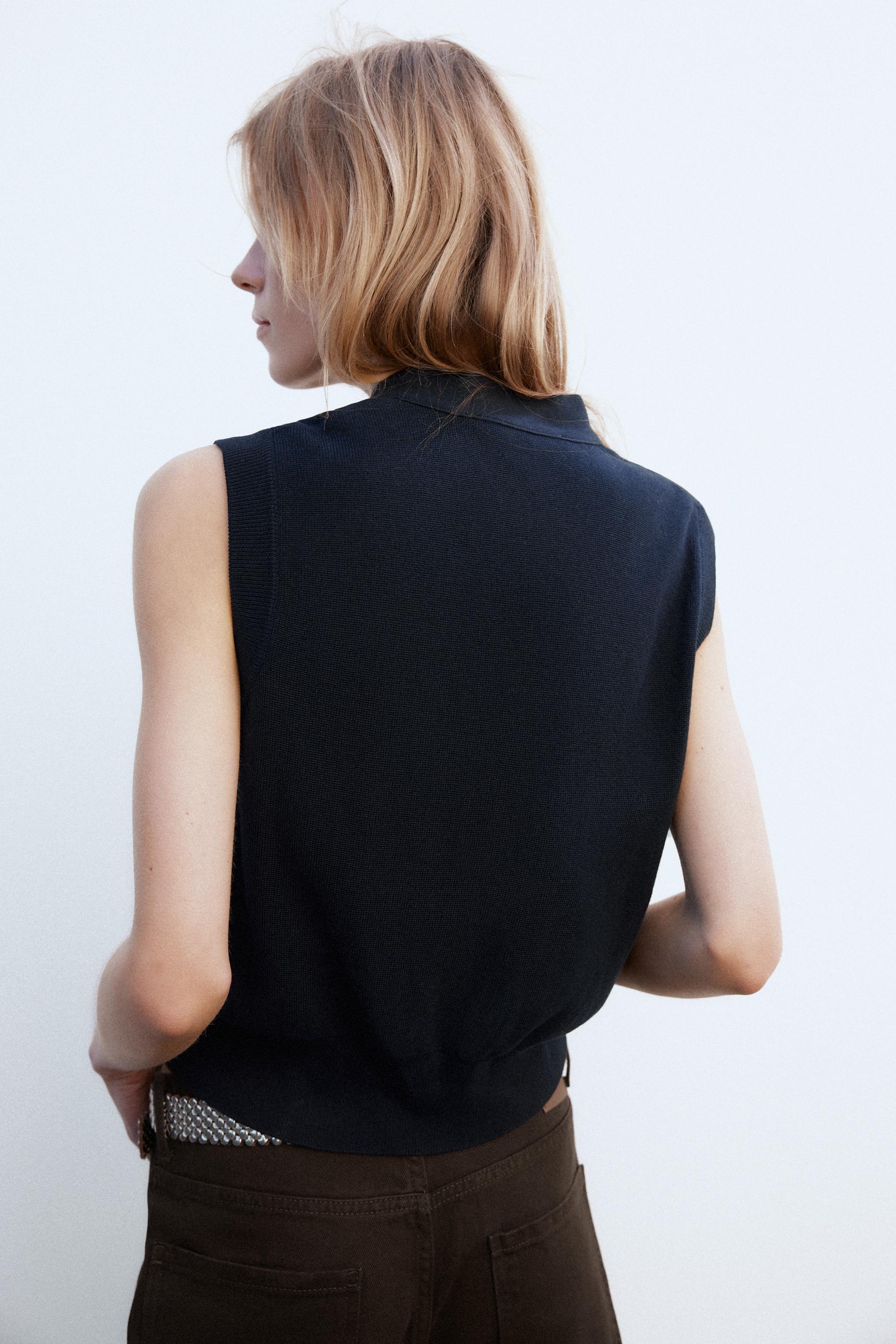 Knit Vest - ネイビー PLAIN KNIT VEST - Navy blue | ZARA Canada