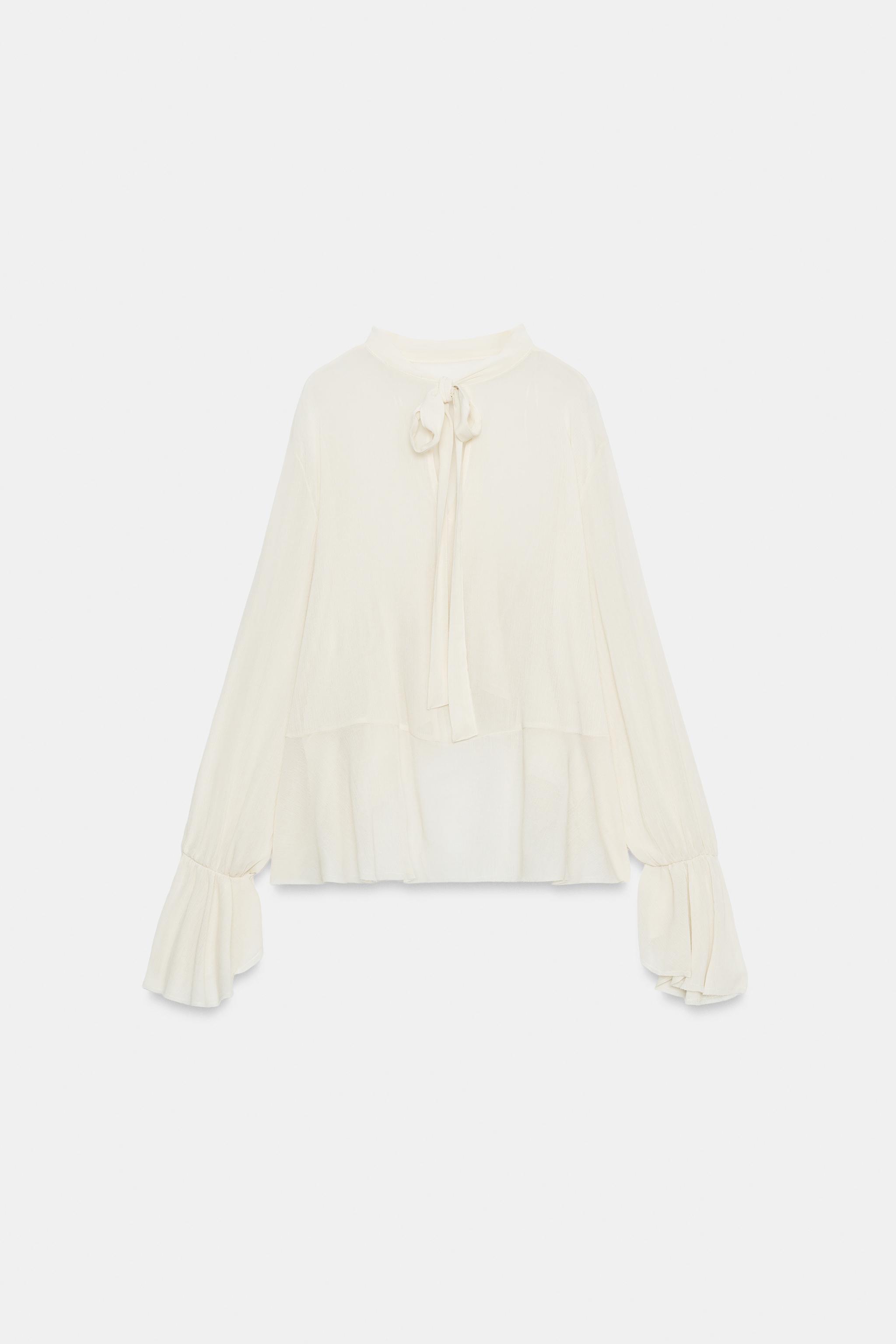 SEMI-SHEER RUFFLED TOP