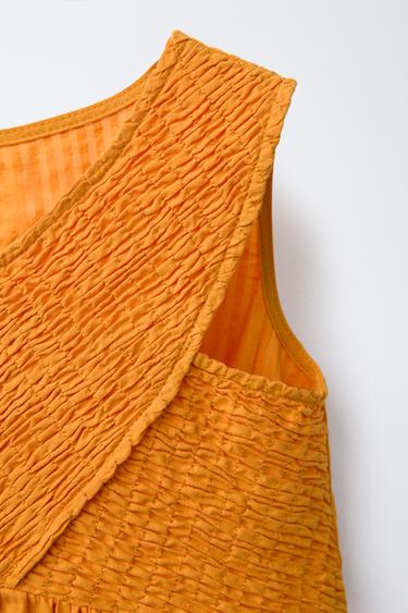 TEXTURED DRESS WITH SHIRRING - Tangerine by Zara - Image 2