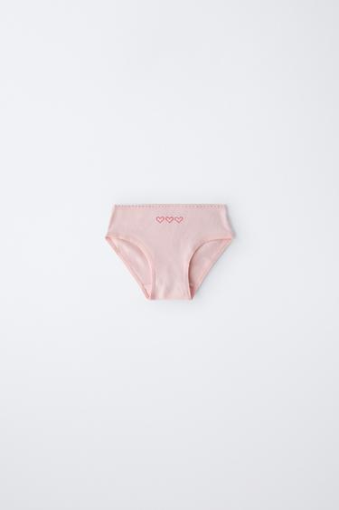 1 1/2- 6 YEARS/ SIX-PACK OF HEART PRINT BRIEFS - Ecru by Zara - Image 2