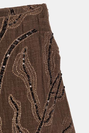 SEQUINNED WRAP SKORT - Brown by Zara - Image 6