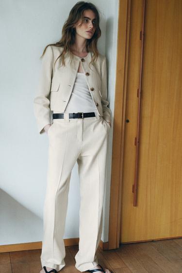 RUSTIC WEAVE BLAZER - Light beige by Zara - Image 4