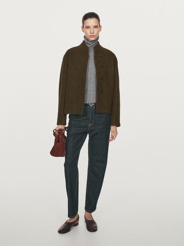 Zara Short alpaca and wool blend cardigan - Khaki
