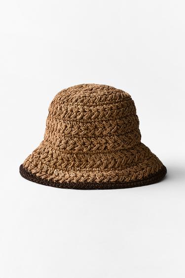 CONTRAST BRAIDED HAT - Light beige by Zara