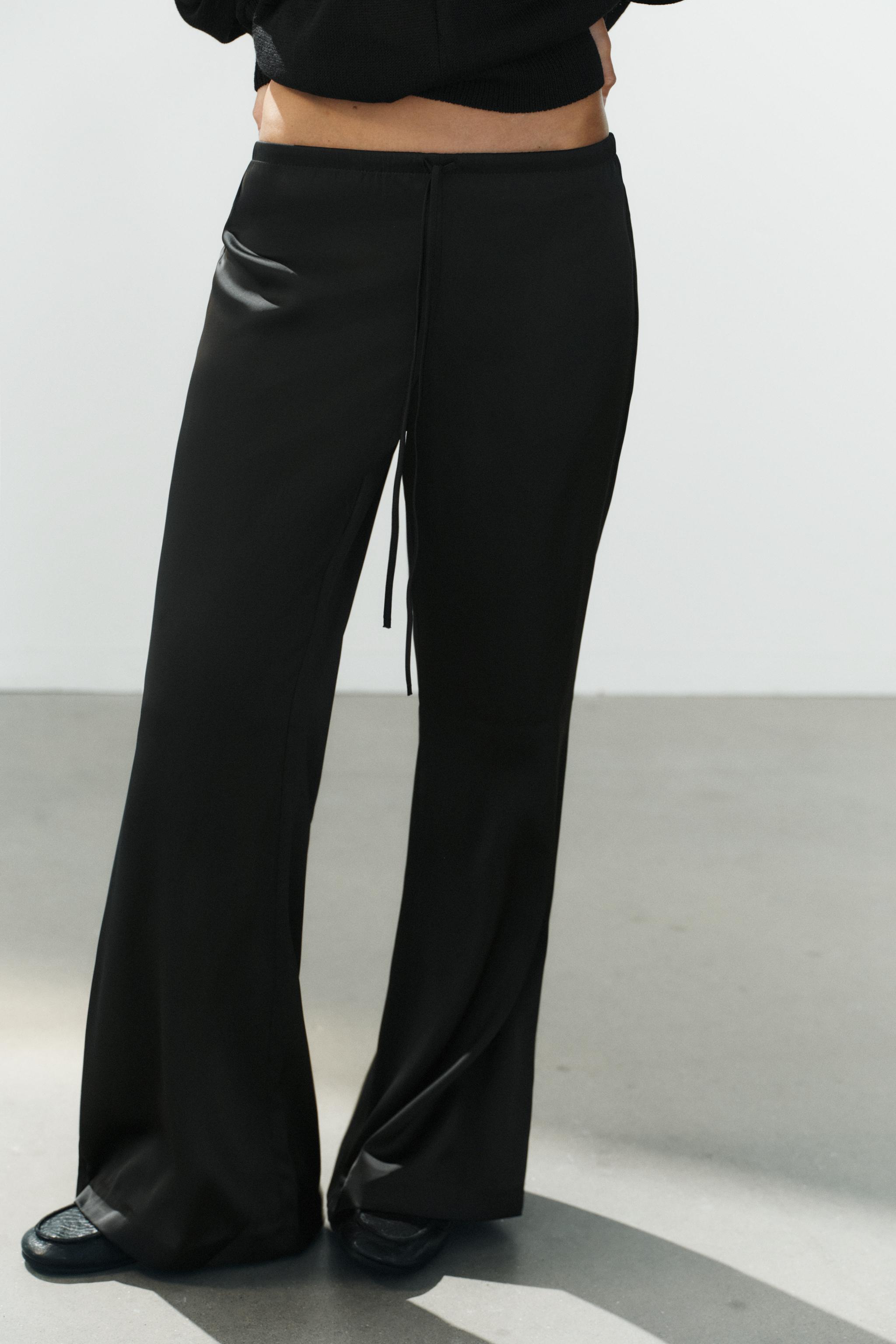 ANIMAL PRINT SATIN DRAWSTRING PANTS