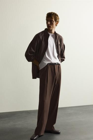 PANTALON FLUIDE COUPE DÉCONTRACTÉE À PLIS - Marron de Zara - Image 5