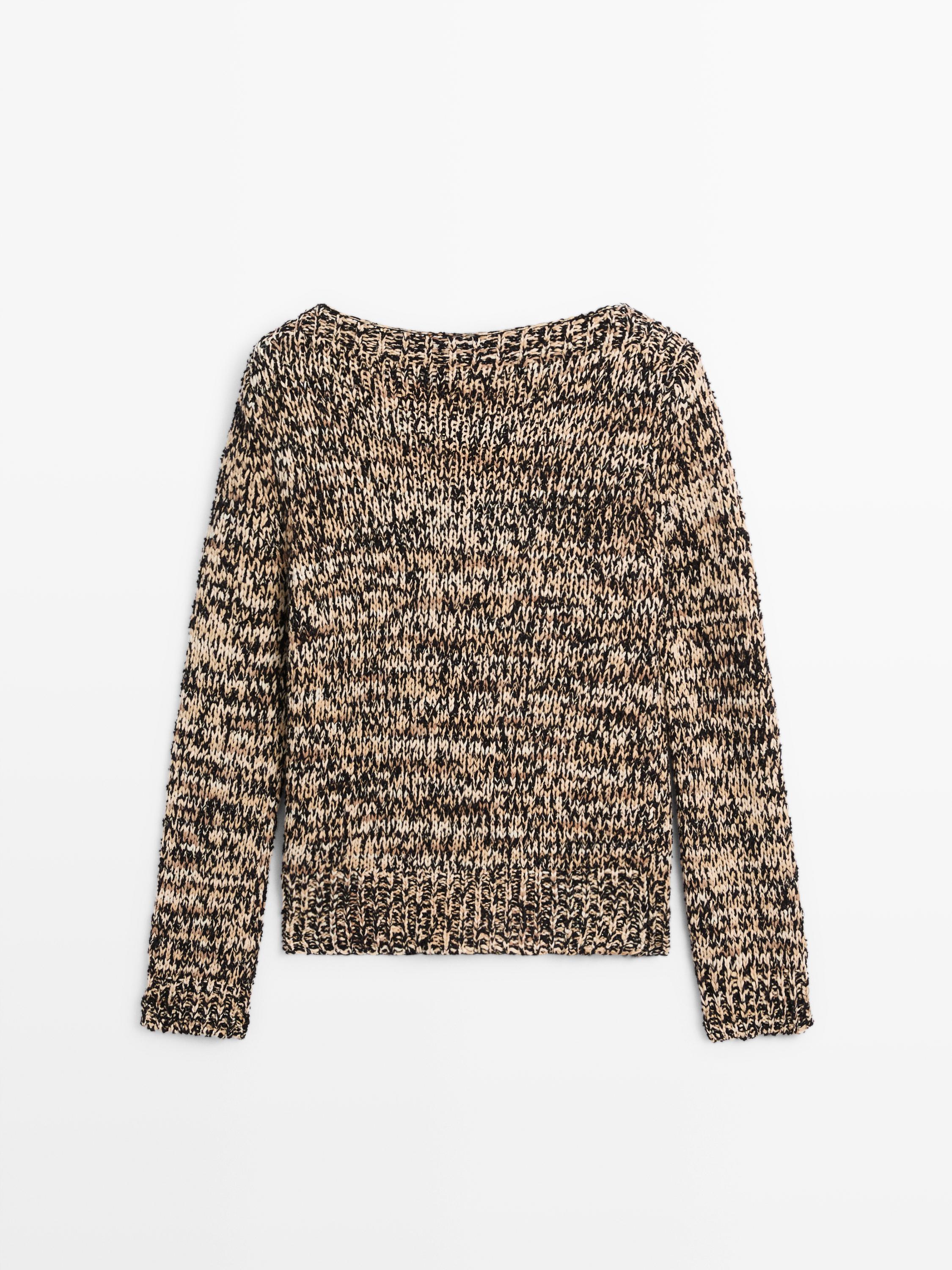 Mouliné cotton blend knit sweater