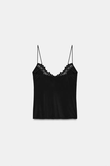 LACE TOP WITH STRAPS - Black by Zara - Image 5