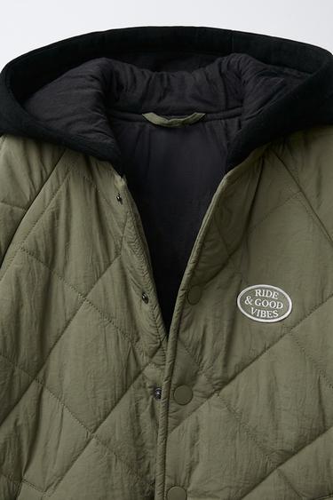 BLOUSON REMBOURRÉ À CAPUCHE BIMATIÈRE - Kaki de Zara - Image 6