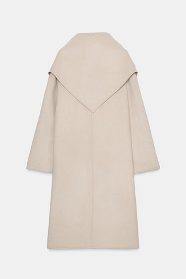 MANTEAU OVERSIZE FOULARD MÉLANGE LAINE ZW COLLECTION - Écru de Zara - Image 3
