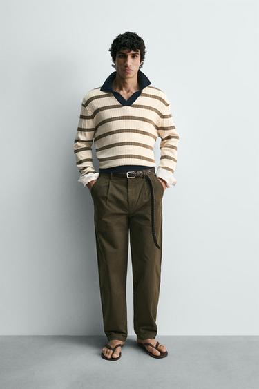 PLEATED CHINO PANTS - Green | ZARA United States PLEATED CHINO PANTS - Green | ZARA United States