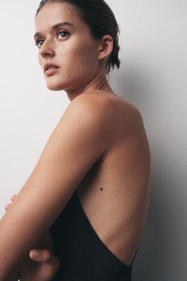 ROBE SATINÉE BRODERIES DENTELLE - Noir de Zara - Image 4