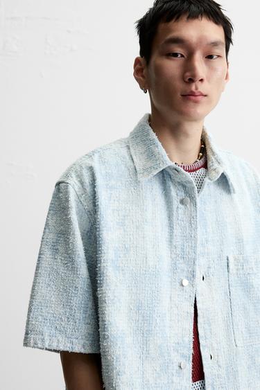 DENIM SHIRT WITH BRUSHED FINISH - Light blue by Zara - Image 6