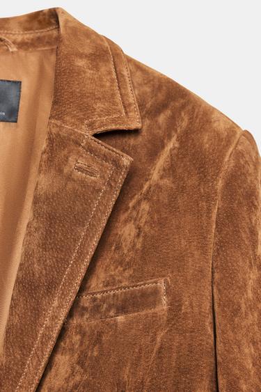 BLAZER EN CUIR DE DAIM 100 % - Toffee de Zara - Image 8