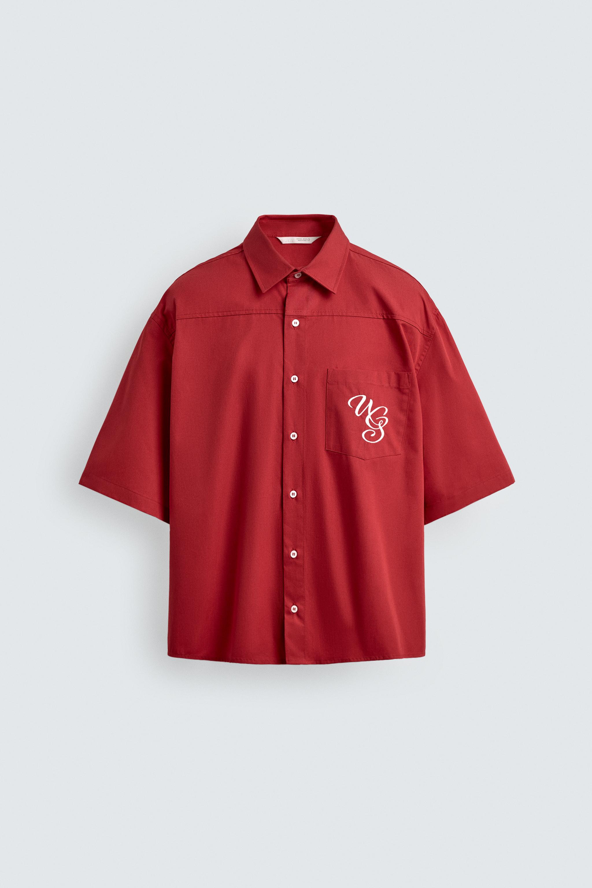 RELAXED FIT CONTRAST EMBROIDERY SHIRT