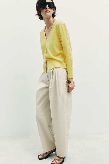 PANTALÓN BARREL PINZAS - Crudo de Zara