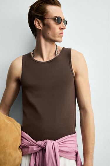 DÉBARDEUR CÔTELÉ - Marron-Bleu de Zara - Image 5