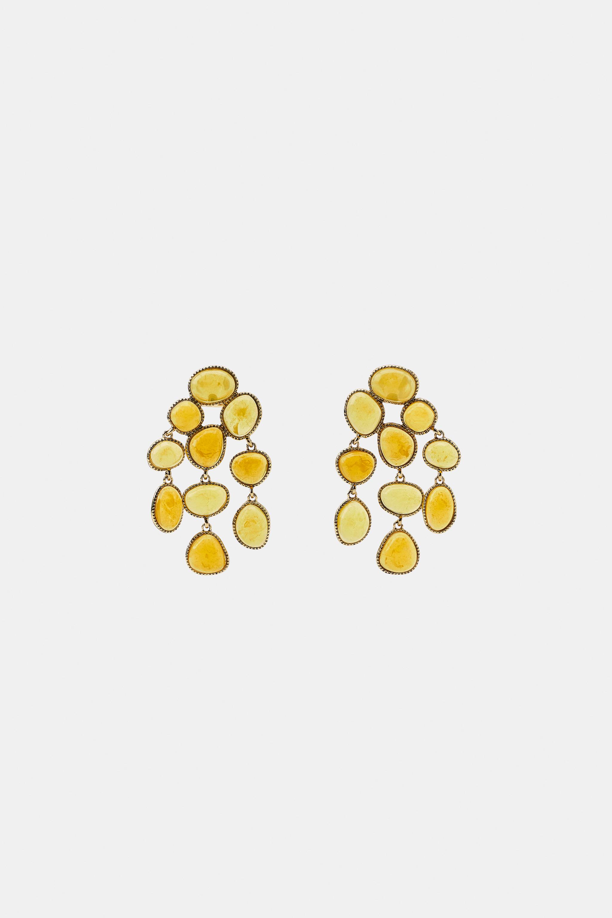 RESIN STONE EARRINGS — Yellow