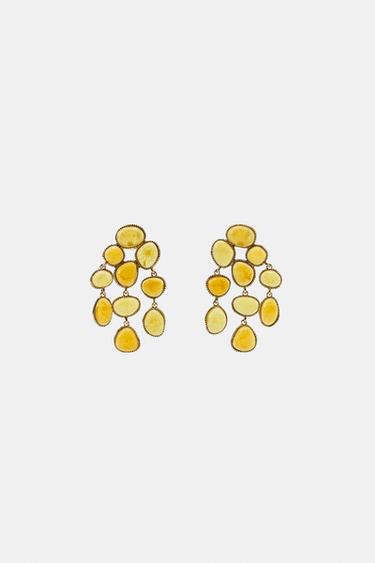 RESIN STONE EARRINGS - Yellow by Zara