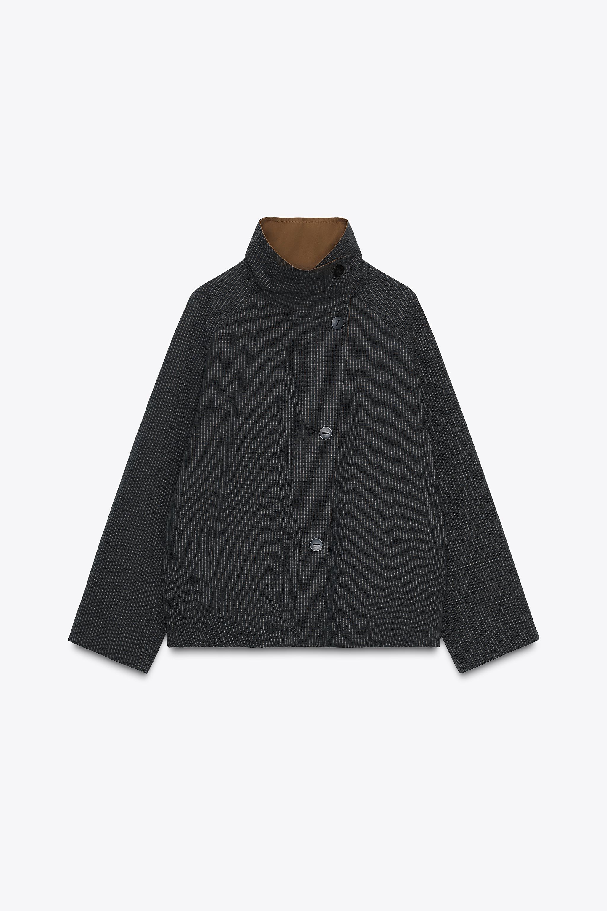 ZW COLLECTION REVERSIBLE SHORT TRENCH COAT - Black / Brown | ZARA
