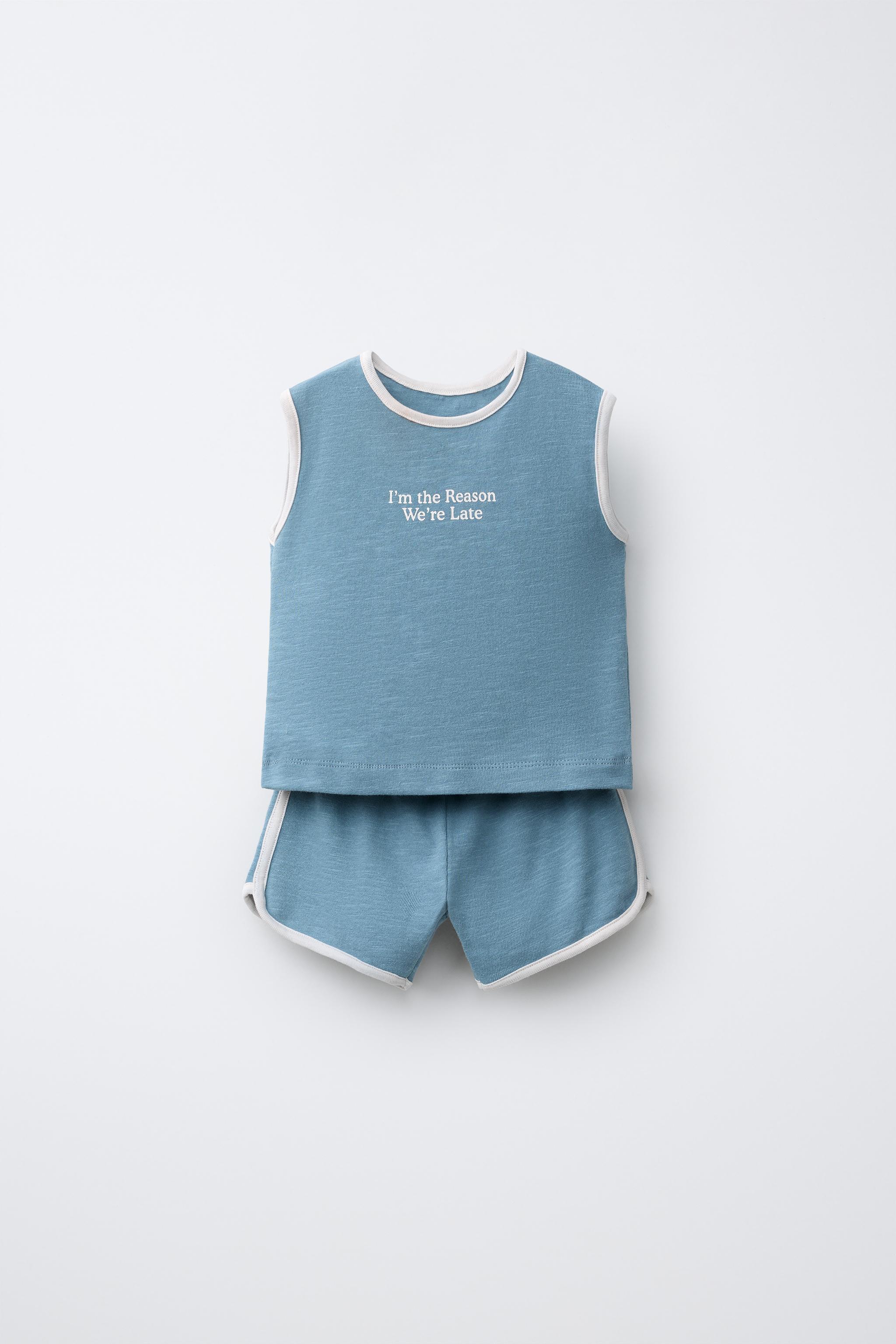 Детские шорты Zara TEXT T-SHIRT AND SHORTS SET — фото 2