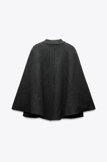 KNITTED CAPE COAT - Grey by Zara - Image 4