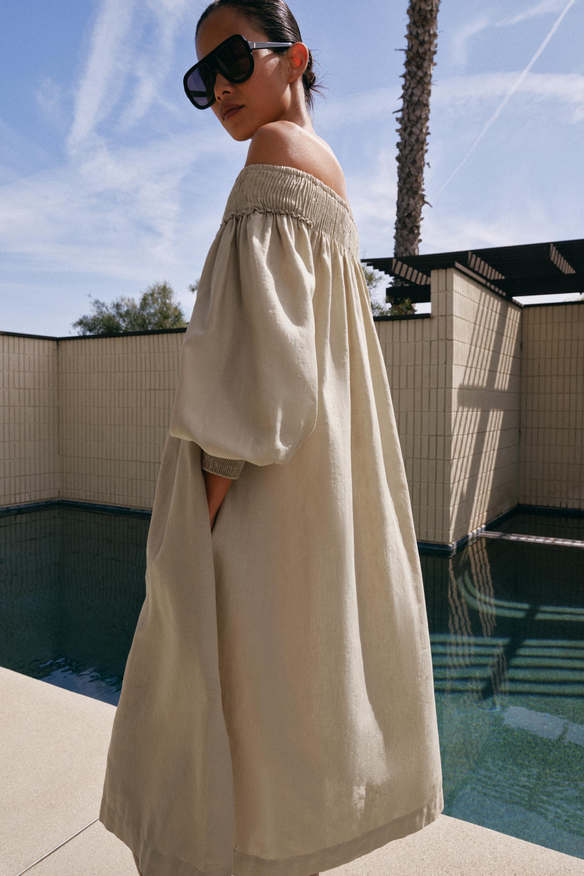ZW COLLECTION LINEN BLEND MIDI DRESS
