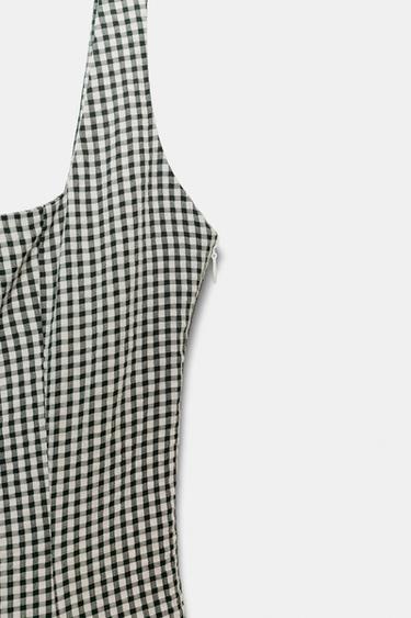 GINGHAM CHECK MIDI DRESS - White / Green by Zara - Image 7