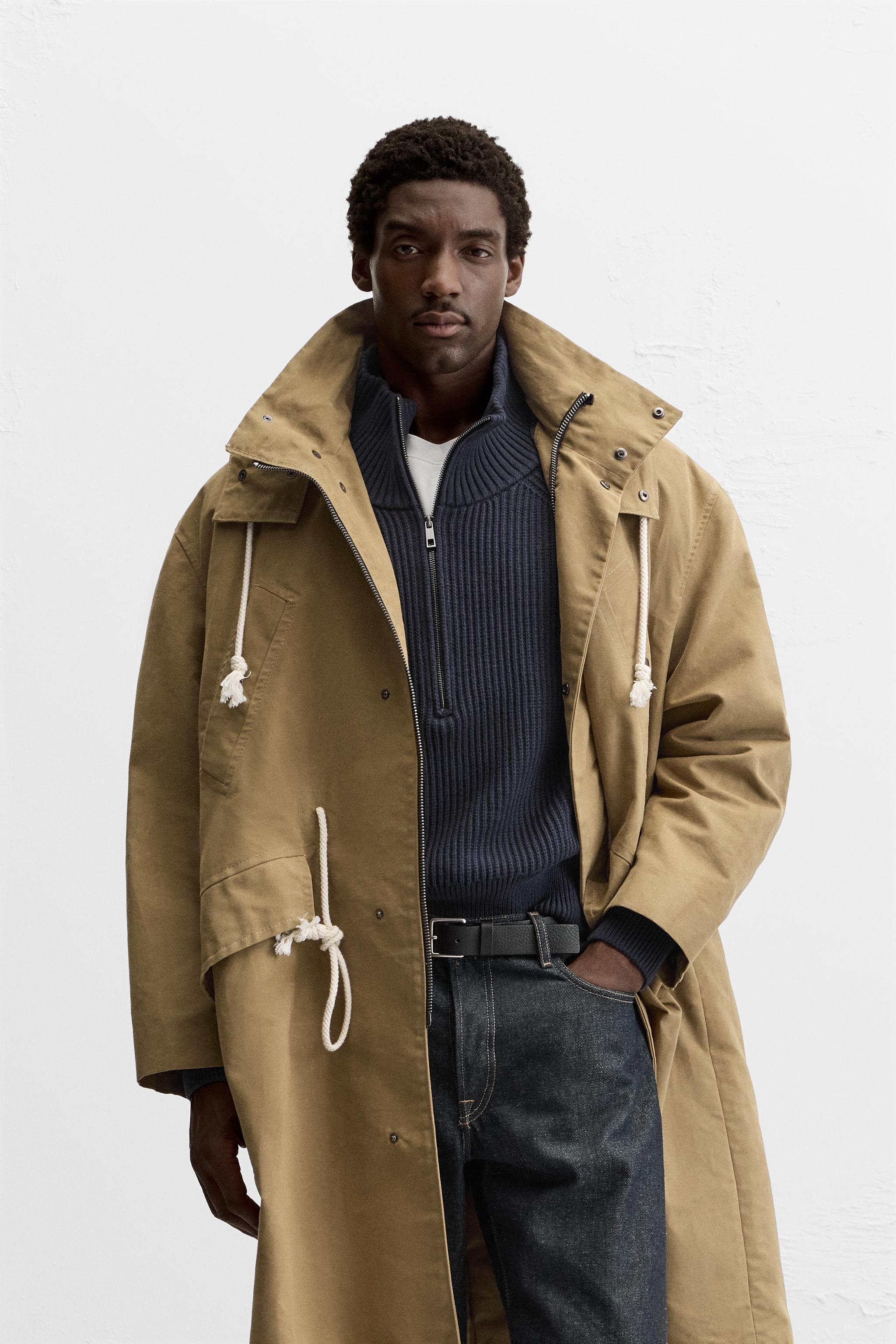 Zara Padded TRENCH Coat with popular hoodie