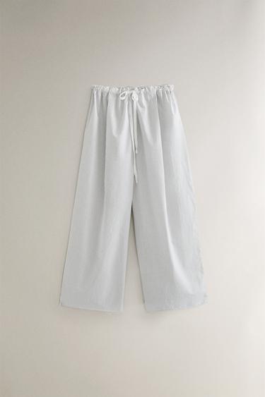 Zara STRIPED PANTS - Oyster-white - Image 0