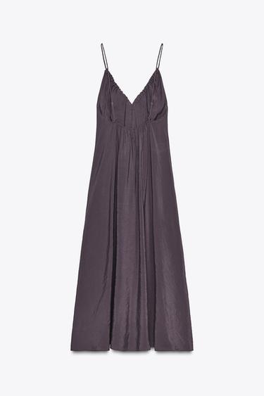 FLOWING MIDI DRESS WITH RUFFLED NECK - Purple by Zara - Image 5