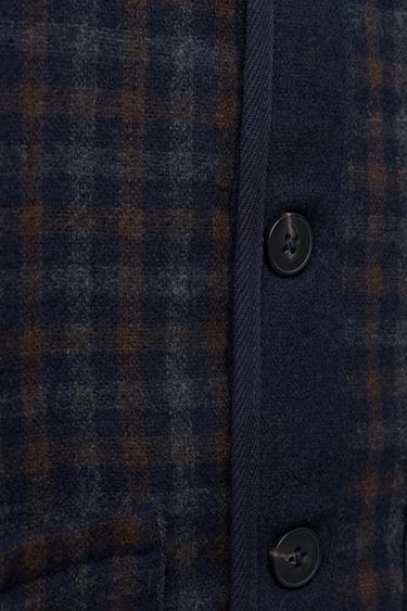 CHECK TEXTURED COAT WITH WOOL - Navy blue by Zara - Image 7