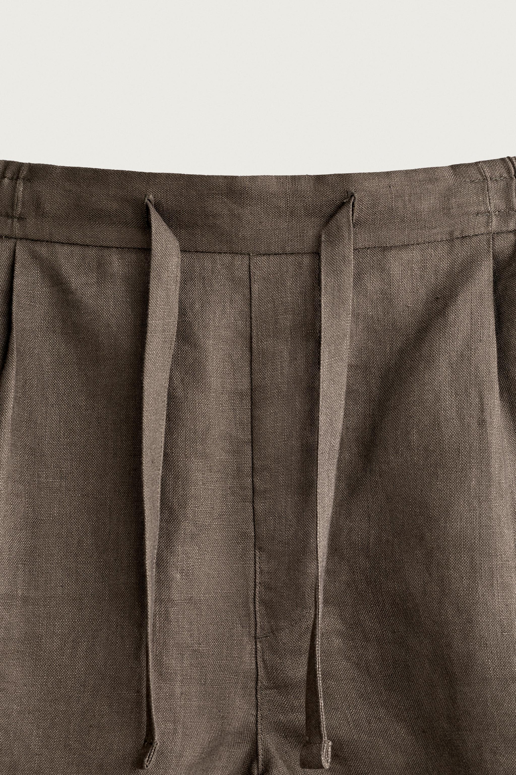 Zara %100 KETEN RELAXED FIT BERMUDA görsel 8
