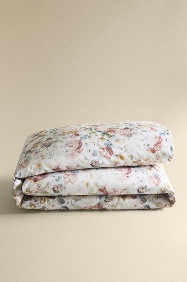 FLORAL SATEEN DUVET COVER (300 THREAD COUNT) - Oyster-white by Zara - Image 4