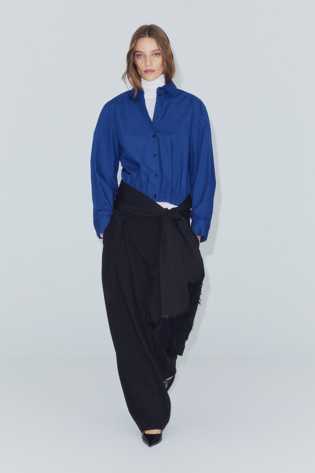 ZW COLLECTION POPLIN SHIRT — Blue