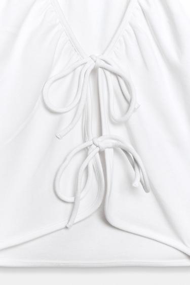 CROP TOP WITH BOWS - White by Zara - Image 7