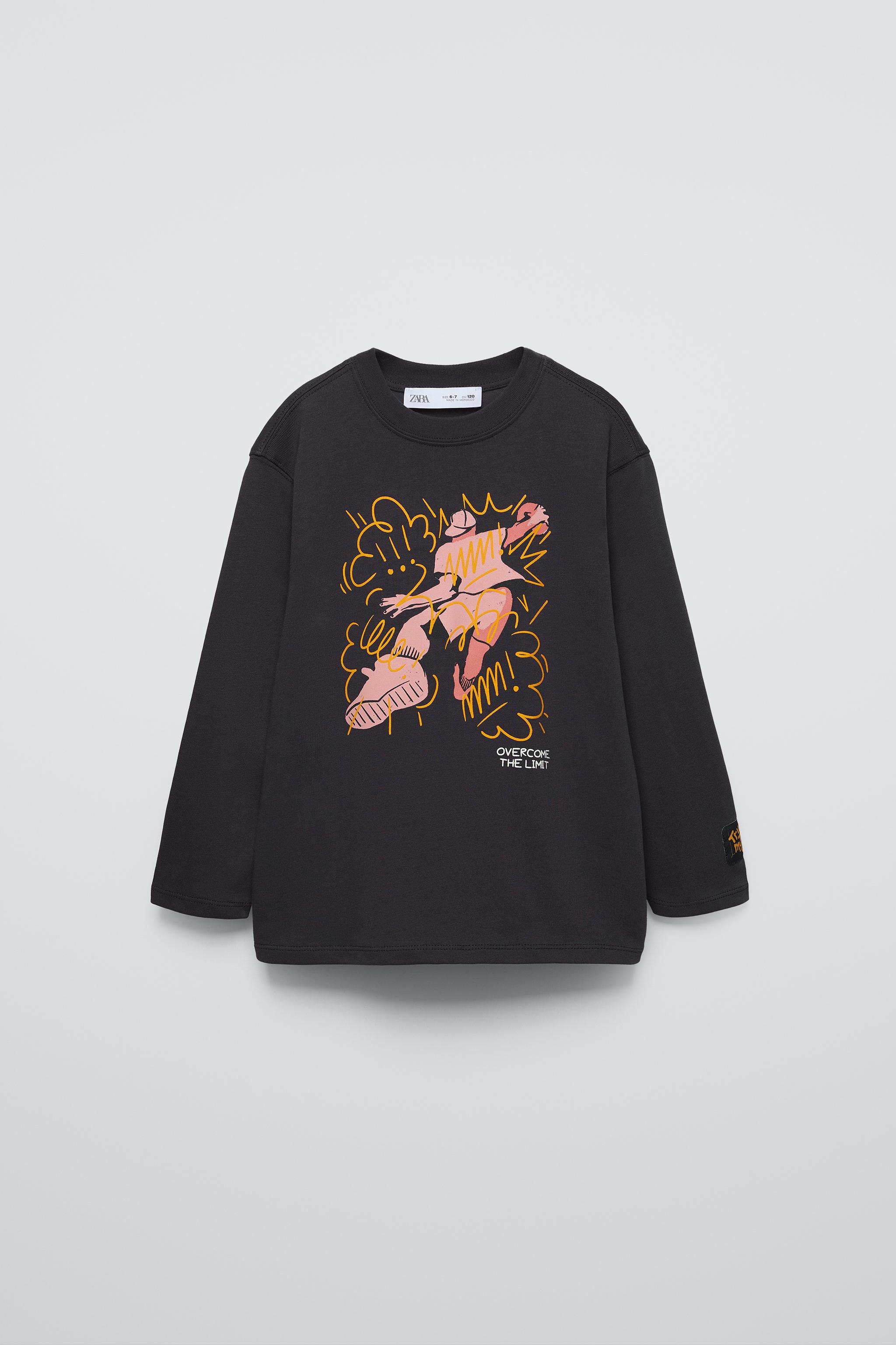 グラフィティプリント Ｔシャツ - カーボングレー | ZARA Japan / 日本