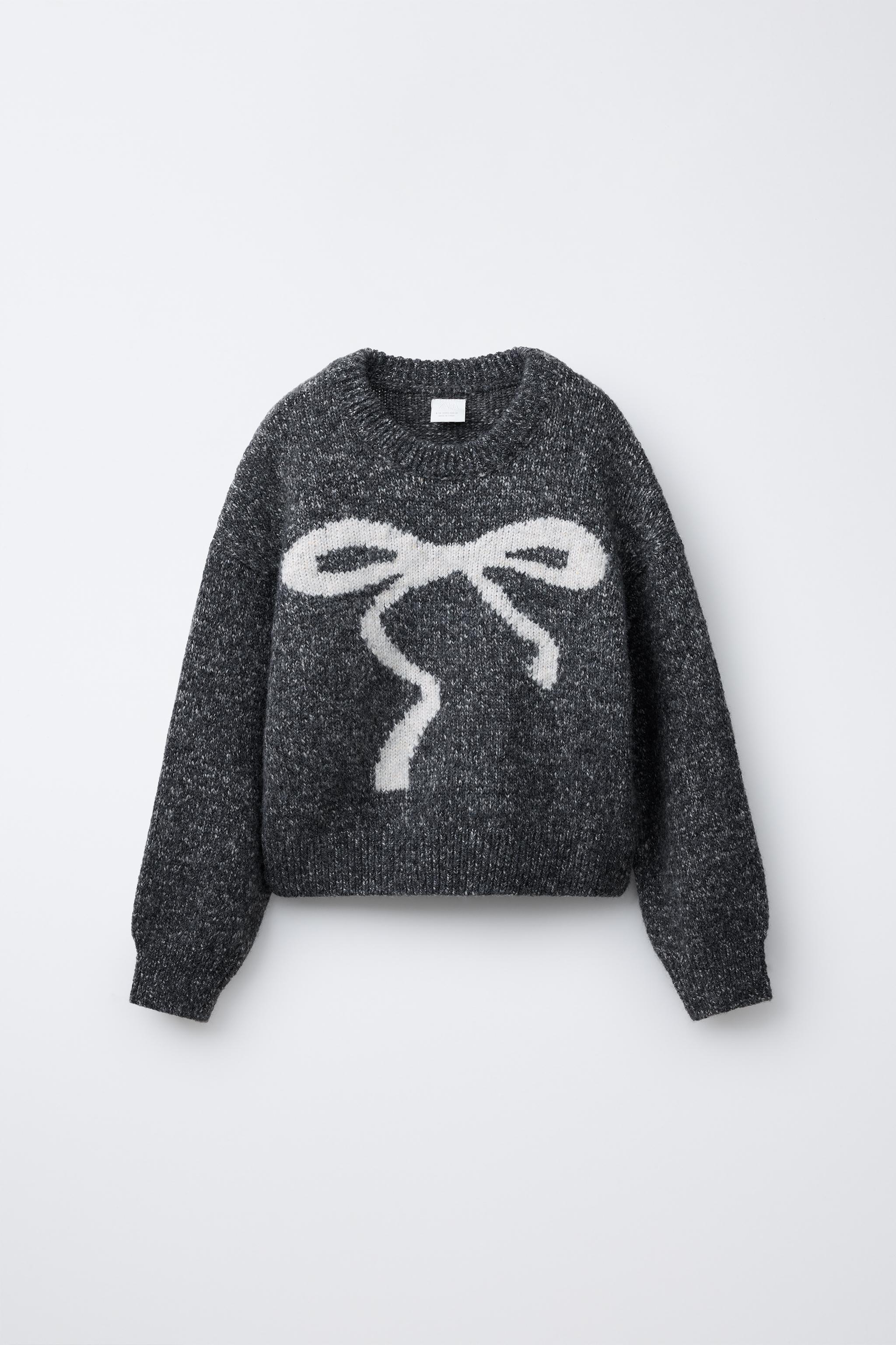 BOW KNIT SWEATER - Anthracite grey | ZARA New Zealand