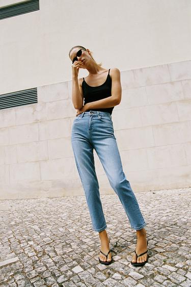 Z1975 HIGH-WAIST MOM FIT JEANS - Mid-blue by Zara